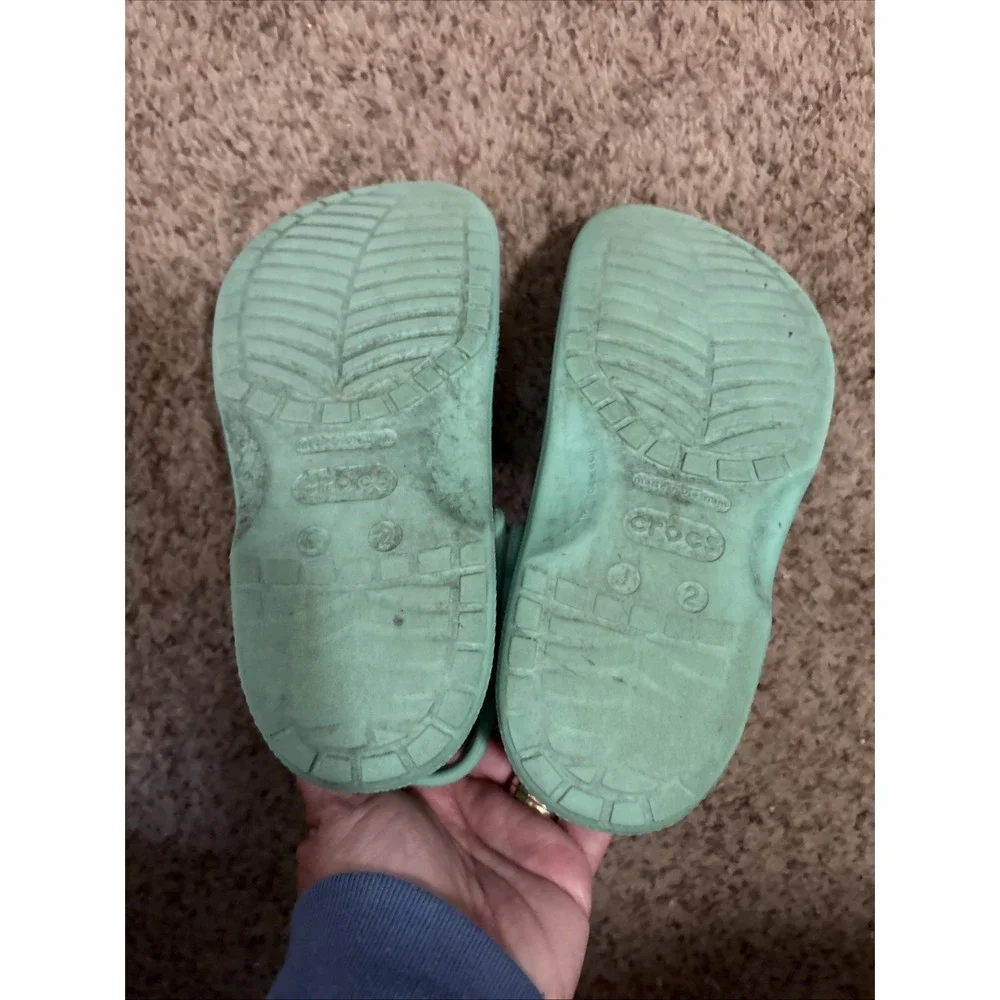 Crocs Clogs Slip On Shoes Light Green Junior 2 Youth Kids Boys Girls Sandals